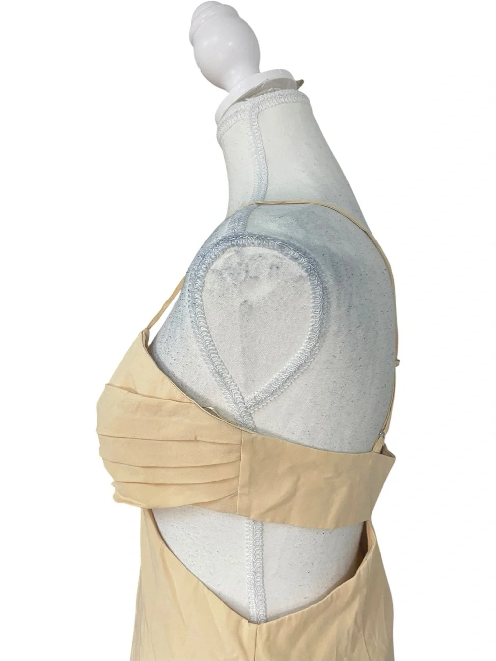 Zara Cutout Ruched Linen Mini Dress Tan Peach